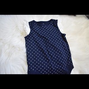 Baby Gap Blue and White Polka Dot Onesie